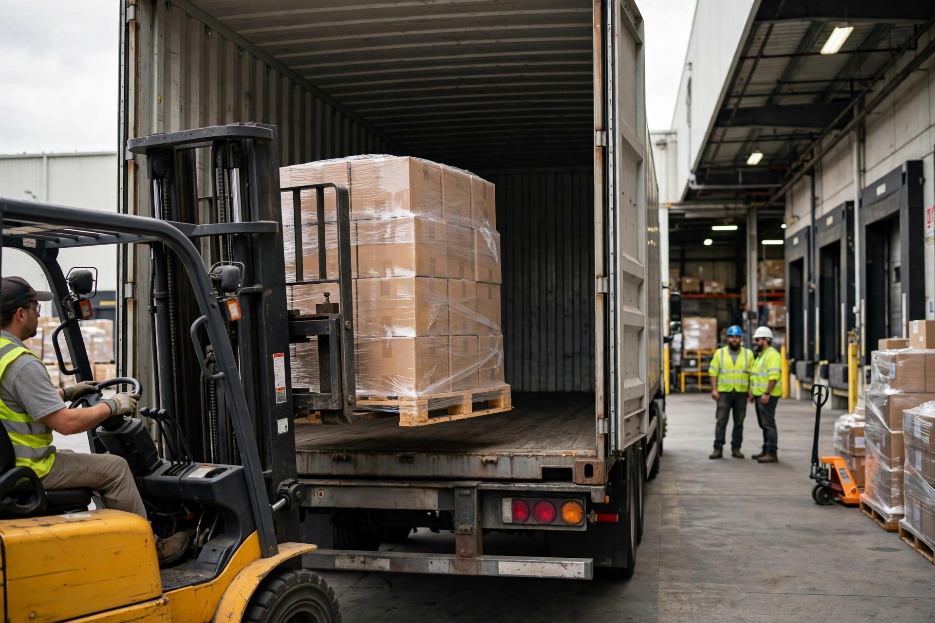 Forklift loading cargo — illustrative image